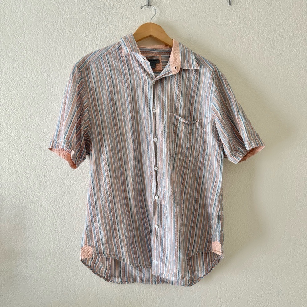 Johnston & Murphy Short Sleeve Button Down Shirt tailored Size Large